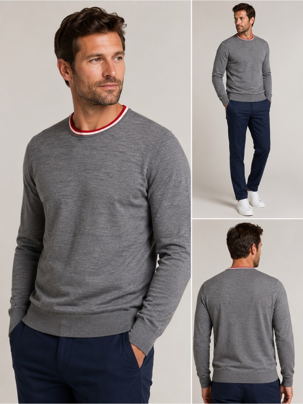 Redvanly Robinson Crew Sweater Men’s Gray 100% Merino Wool NWOT